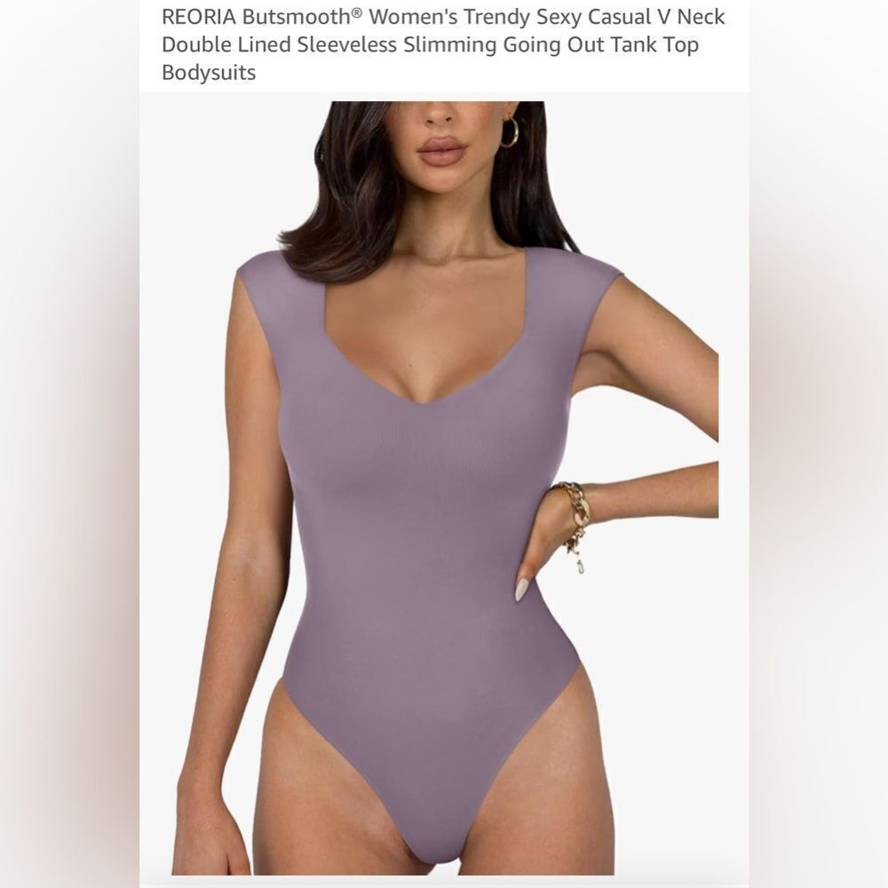 Trendy Sexy Casual V Neck Double Lined Sleeveless Slimming Tank Top Bodysuits